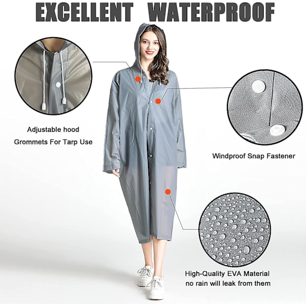 Regnrockar (2-pack) - Återanvändbara Eva-regnponchos för vuxna regnjackor