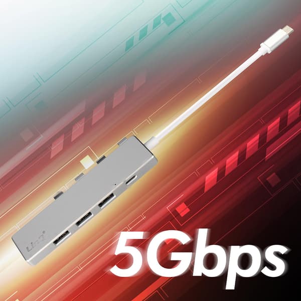 USB-C Hub med 4 USB-porter Rask 5Gbps Overføring OTG Funksjon LinQ