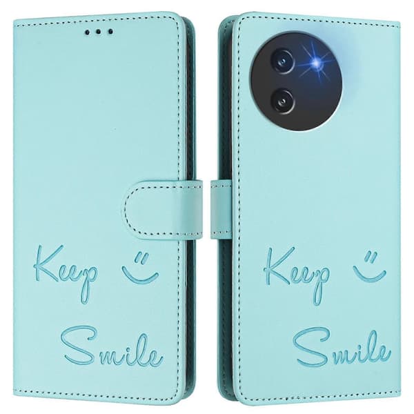 Smile Embossing RFID Telefondeksel i lær For Doogee Note 59 / Note 59 Pro