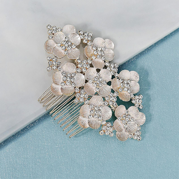 Brudtärnor Barock Hårkam Bländande Strass Blommig Messy Bun Maker För Bankettklänning Hårklämmor Spänne