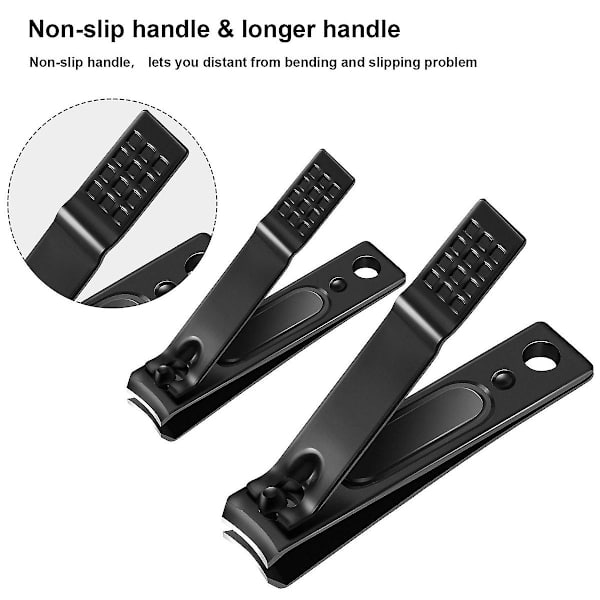 12-delad nagelklippare i rostfritt stål för fingernaglar och tånaglar Black