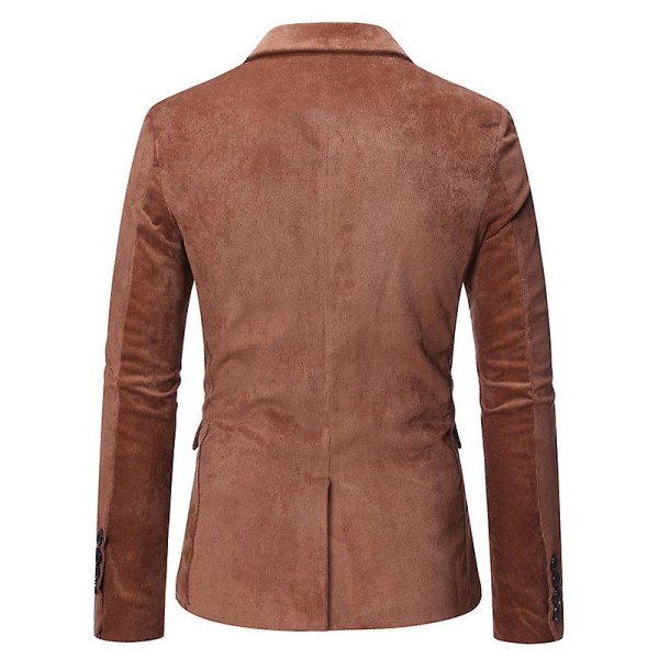 Herre Casual Fløjlsblazer Jakke Slim Fit Sportsfrakke Brown S