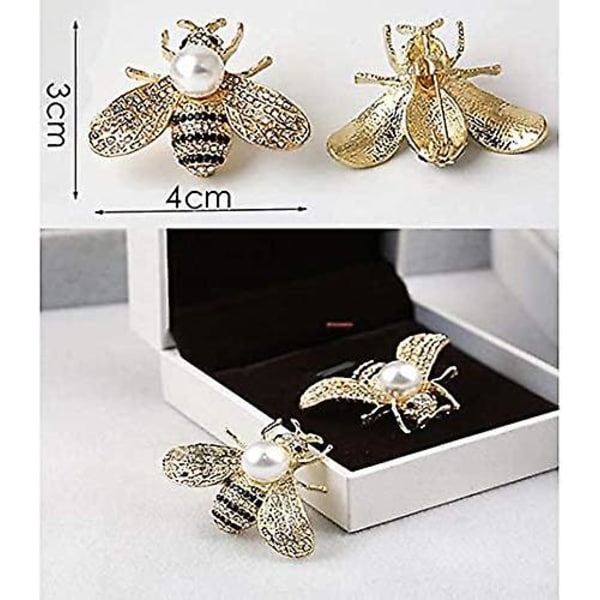 2 kpl Rhinestone Pearl Bee Rintaneulat Hunajamehiläisriipus/rintaneula Muoti Kristallihyönteisneulat