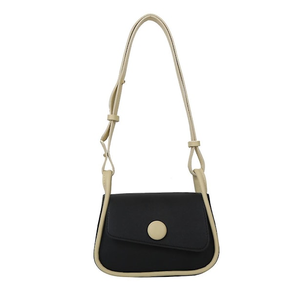 Ny Trend Mode Simpel Skuldertaske Fritid Pendler Kunstlæder Skuldertaske black