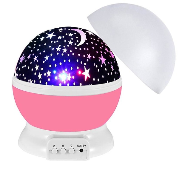 Stjerneprojektor, Natlampe Gaver Roterende Stjerne Måne Lys, Pink