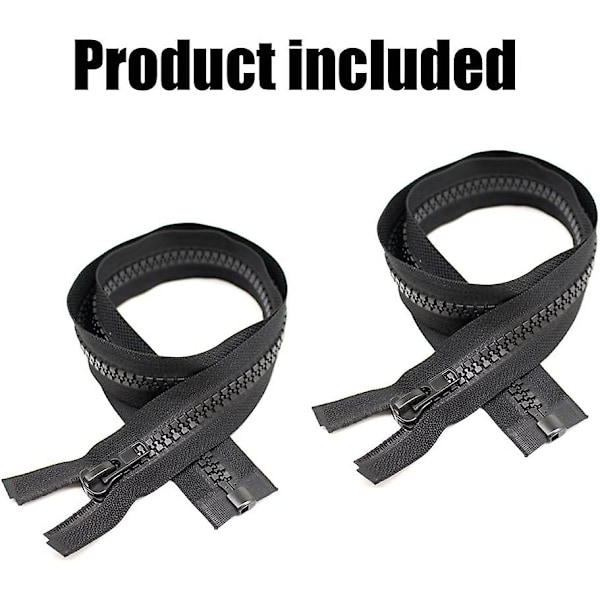 2 stk. #10 26 tommer delbare jakkeglidelåser for søm av kåpe, jakke, vinterkåpe, svart tape, kraftige glidelåser, store støpte plastglidelåser i bulk (26\" 2 stk)