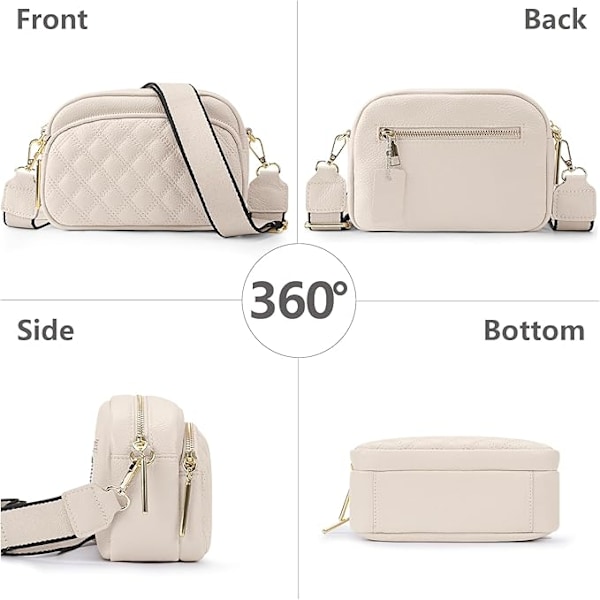 Kamera crossbody väskor för kvinnor läder bred rem kamera handväska quiltad crossbody väska kvinnor kameraväska kvinnor crossbody väskor svart