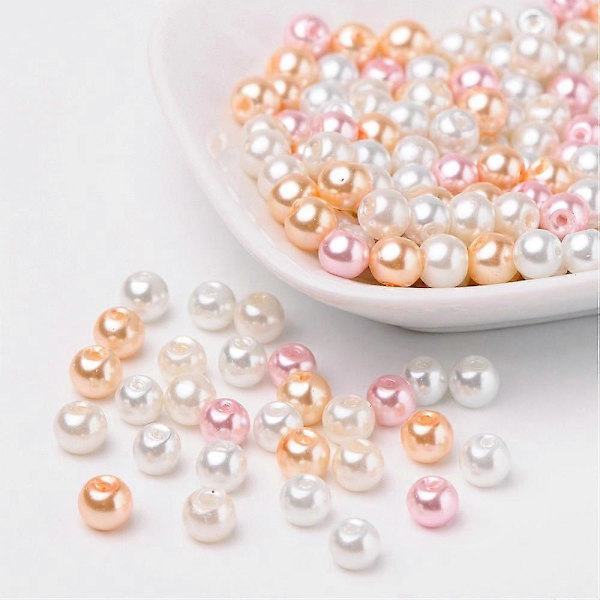 1 påse Nästan Rosa Mix Pärlemor Glaspärlor Blandade Färger 6mm Hål: 1mm