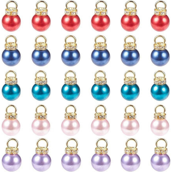 50 st Imitations Pärlor Berlocker Hängande Faux Pärlor Pärlor Berlocker med Strass för Hängande Örhängen Halsband Smyckestillverkning