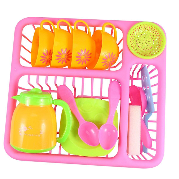 15 st blandade köksredskap leksaker plast Tabelware modeller kul pedagogiska rekvisita lek hus tillbehör för barn slumpmässig färg 30*28cm