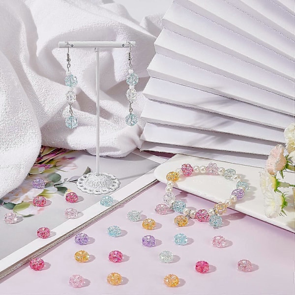 360 stk. 8 Farver Akryl Blomsterperler 10x5mm AB Farvebelagt Transparent Perle Violet Pink Hvid Blomsterform Perler Bulk