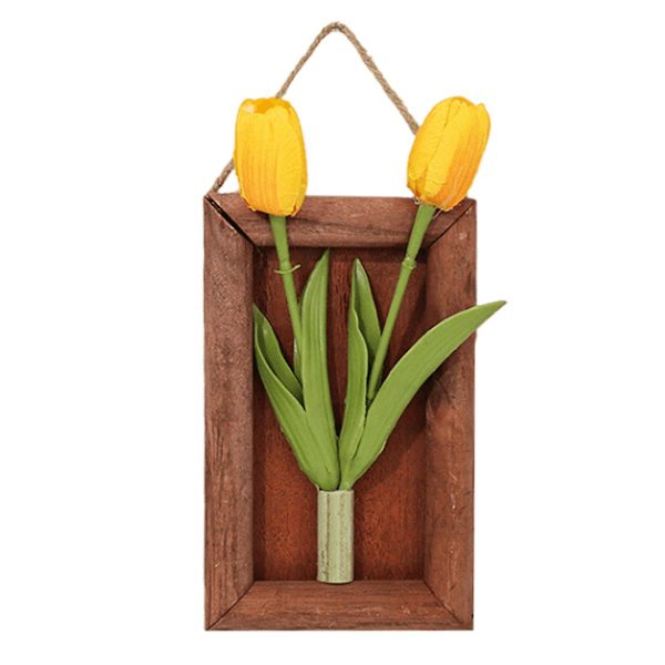 Kunstig Tulipan Væghængt Blomsterpotte Landskab Kunstig Plante Indretning Falsk Blomst yellow