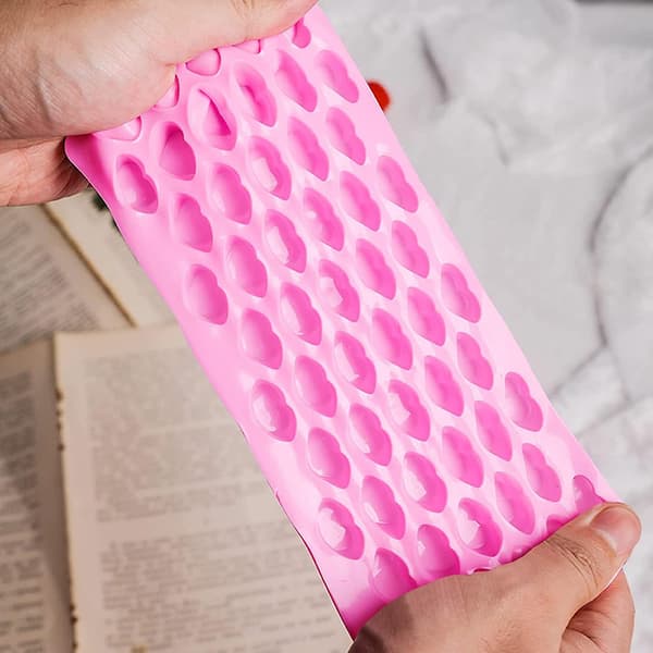 Sett med 3, Mini Hjerteform Silikon Gummiformer med Dropper, Sjokoladeform