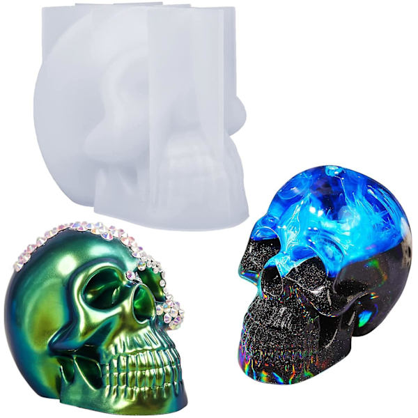 Silikone Kranieforme, 3D Store Kranieformede Forme Til Epoxy Resin, Skelet Kranie Dekor Epoxy Resin Form Til Lysfremstilling, Boligindretning, Udendørs, Resin