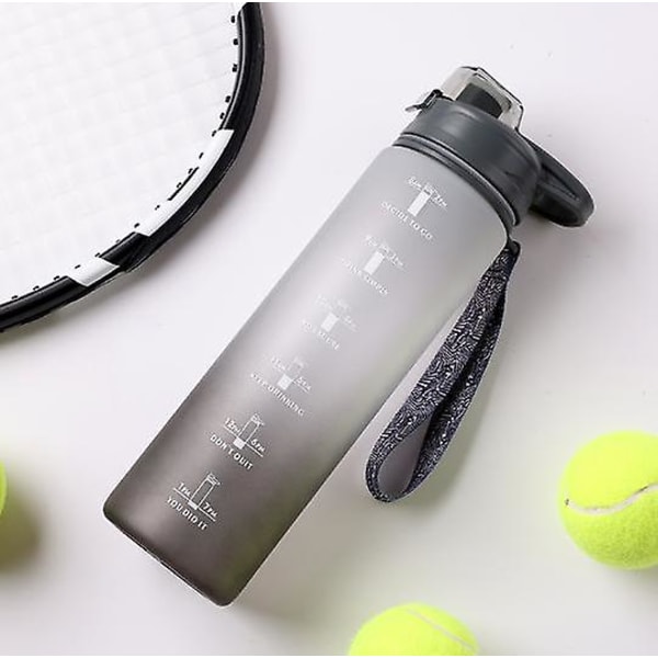 1000ml Sport Vattenflaska Gradient Regnbåge Stor Kapacitet Vattenflaska Black