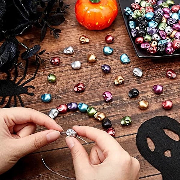 160 stk. Kranieperler Mat Spraymalet Akryl Skelet Hoved Perle Charms Løse Spacer Perler