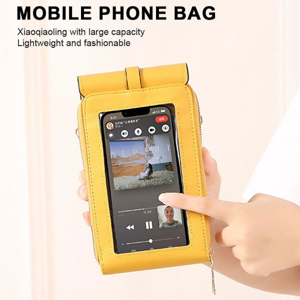Genomskinlig mobilväska med pekskärm - ny trendig enkel axelväska - mobiltelefonväska yellow