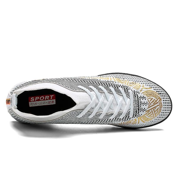 Herre Fodboldsko Pigge Fodboldsko Til Unge Ankelstøvler Atletisk Sneaker 2039-1 White EU 38