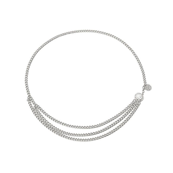 Midjekedja Bälte Dam Multilager Magekedja Bälte Silver