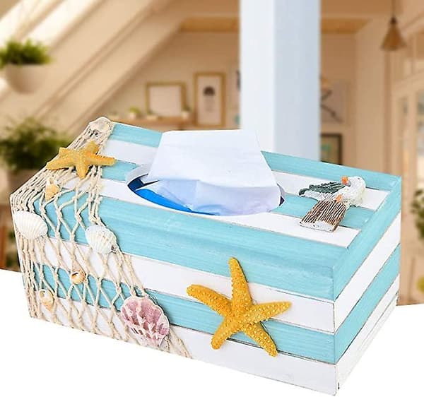 Moderne Tissue Holder Træ Tissue Holder Tissue Cube Box Dekorativ Servietboks Cover Tissue Refill Holder (søstjerne)
