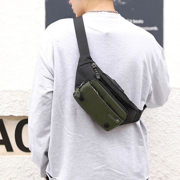 Uusi monikäyttöinen ulkoilulaukku rento miesten rintalaukku muoti crossbody-laukku green