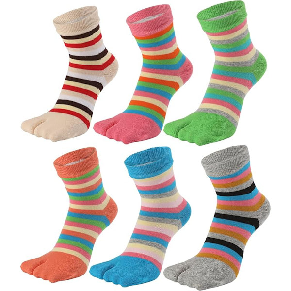 Dam Tabi-strumpor No Show Crew Split Toe för Sandaler Flip Flop Ninja Japan Bomull 6-pack