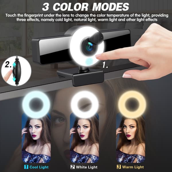 Webcam Full HD Webkamera Med Mikrofon USB Stik Web Cam 8K