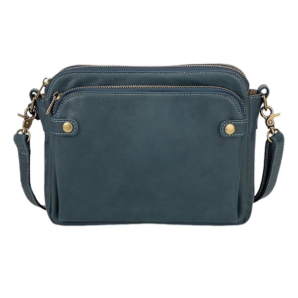 Crossbody PU-läder axelväska för kvinnor, casual elegant, flerskiktskopplingar Blue