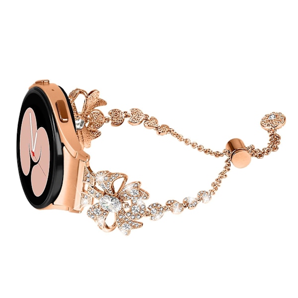 Rhinestone Bowknot Remrem til Galaxy Watch4 40/44mm / Watch 5 40/44mm / Watch4 Classic 42/46mm Rose Gold