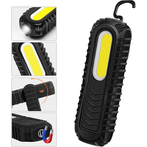 Genopladelig LED Arbejdslampe, 5W COB Front LED Arbejdslampe med Krog og Magnetisk Base