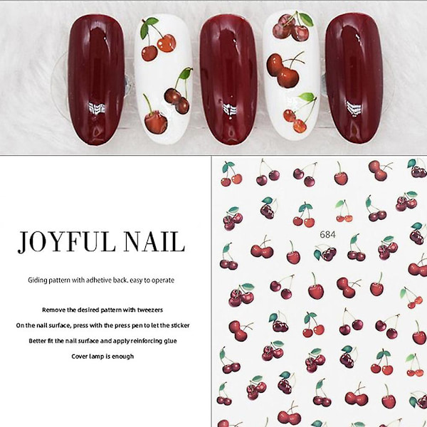 10 ark nagelkonstdekaler, självhäftande sommarnagelkonstdekaler för kvinnor flickor diy nageldekoration