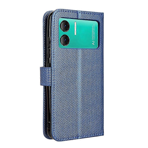 Mobilskal i läder med diamantstruktur Blue For Doogee Note 59 / Note 59 Pro