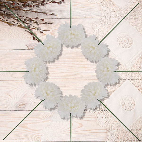 10 stk. Silkekrysantemum Kuglebuketter Hortensia Til Bryllup Brudepige Livagtige Kunstige Blomster Boligindretning DIY Fest White