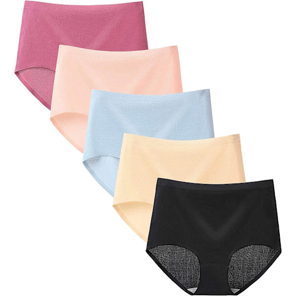 Dam Fashion Panties, Sexiga Underkläder Leopard Print Solid Color Ice Silk Seamless Panties Style 2 L