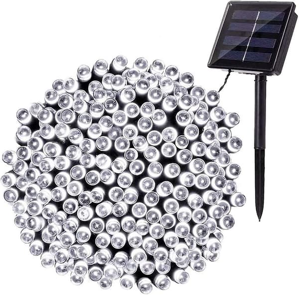 Solcelle Lyslenke Utendørs, 22m 200 LED 8 Moduser (kald hvit)