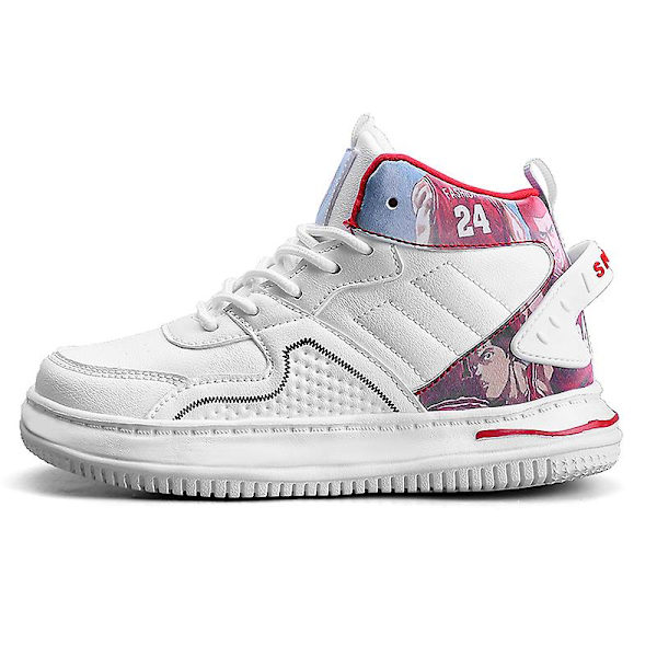 Barn Sneakers Hög-Top Sneakers Löparskor Platta Skor För Pojkar Fr887 White EU 34