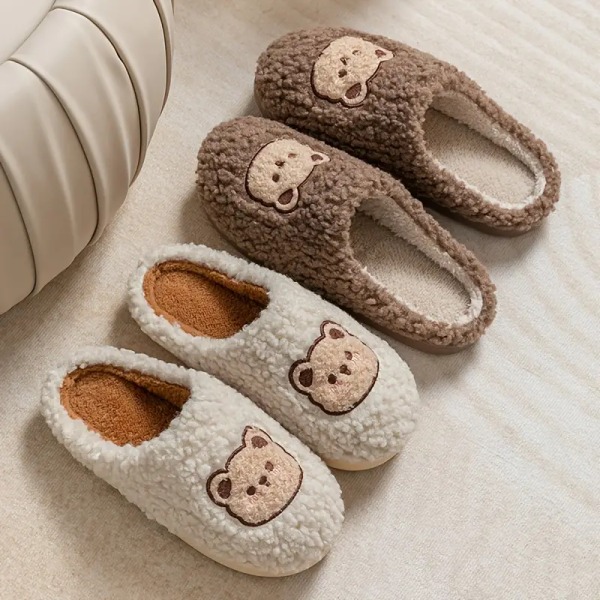 Bear Design -kotitossut, pehmeät ja pörröiset, mukavat sisätossut, liukueste, slip-on -kengät miehille, talvikengät Dark grey EU42 43