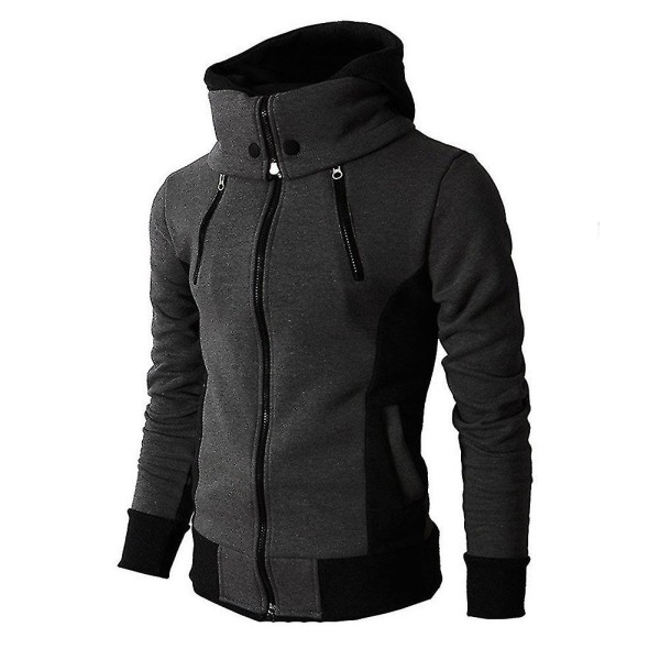 Extremt bekväm jacka för höst vinter herr huvtröja casual utomhus vindjacka 2XL Dark Grey