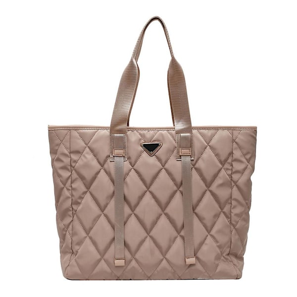 Stor kapacitet pendlar nylon tote väska enfärgad casual axelväska khaki