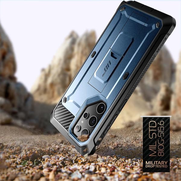 Galaxy S23 Ultra Støtsikkert Deksel Stativ Supcase Unicorn Beetle Pro Rød Blue