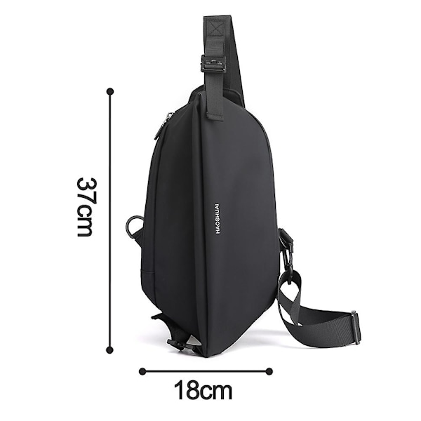 Svart axelväska för kvinnor och män, vattentät ryggsäck för resor, crossbody bröstväska, mångsidig dagryggsäck black