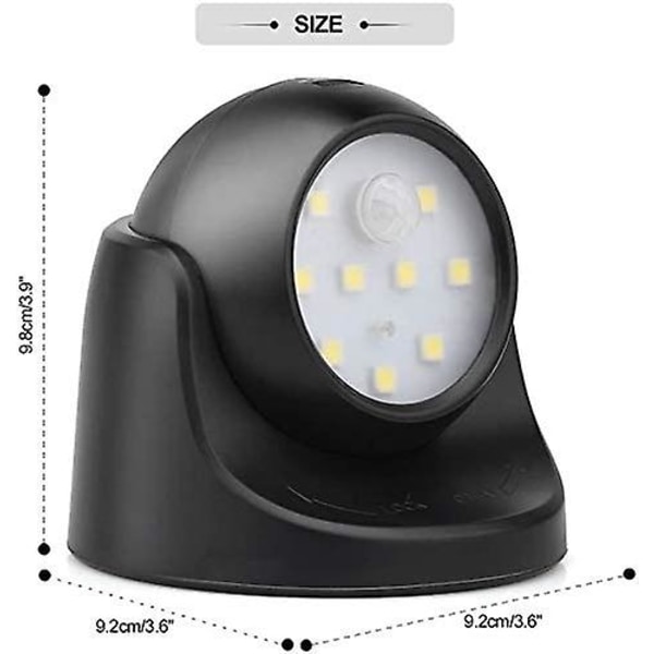 Utomhusvägglampa med rörelsesensor | 1000 Lumen LED-utomhusbelysning | Batteridriven sladdlös belysning 360° vridbar