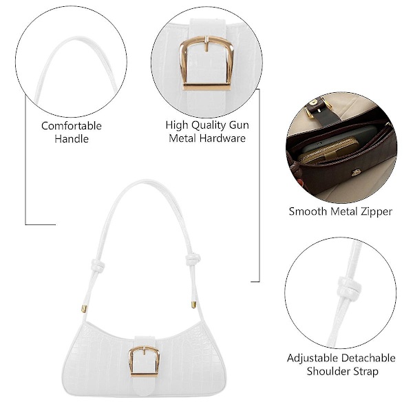 Messenger Bagsyntetisk Lær Skuldervesker, Mote Casual Pendlerhåndvesker white
