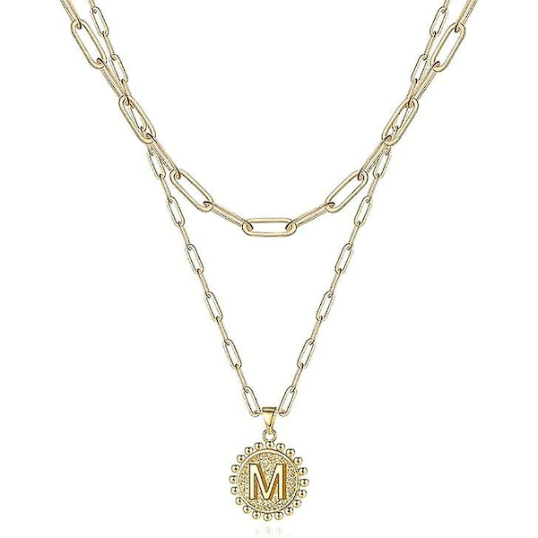 Halsband för kvinnor, 14k guldpläterad kedja halsband enkelt justerbart initialt mynthänge halsband skiktade guldkedja halsband för kvinnor smycken G