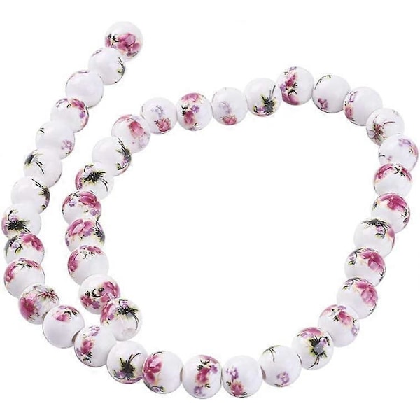 1 streng Håndlavede Trykte Porcelænsperler Katteformet Charm Blandet Farve Spacer Perler Løse Perler Små Hul Perler til DIY Smykkefremstilling Omkring 40 stk./Streng