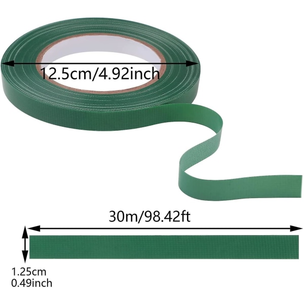 2 rullar grön blomstertejp vattentät floristtejp, 1/2\" bred blomsteromslagstejp blomstertejp för färska blombuketter omslag blomsterarrangemang hantverk (90