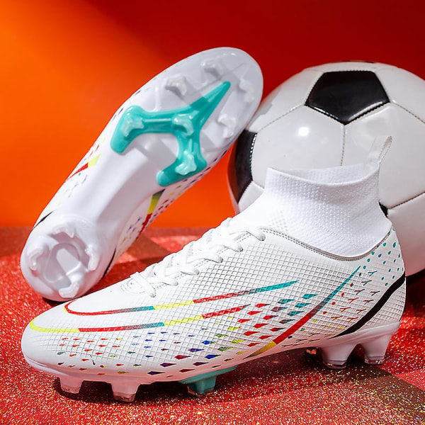 Herre Fodboldsko Pigge Fodboldsko Til Unge Ankelstøvler Atletisk Sneaker 601A White EU 41