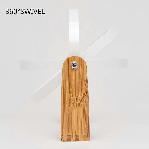 Sminkspegel med stativ i naturlig bambu, 8 tum 1X/2X förstoring Dubbelsidig 360 graders roterande förstoringsspegel (Vit-oval)