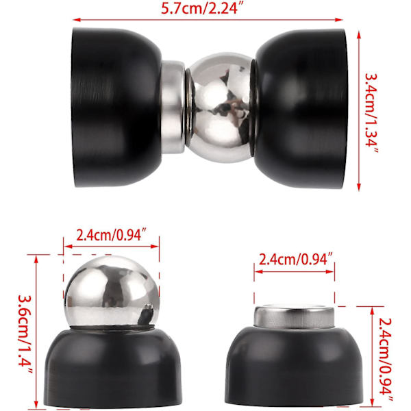 2 kpl Vahvat magneettiset ovenpysäyttimet - Ruostumattomasta teräksestä valmistetut miniovenpysäyttimet ruuveilla, kestävä magnetismi