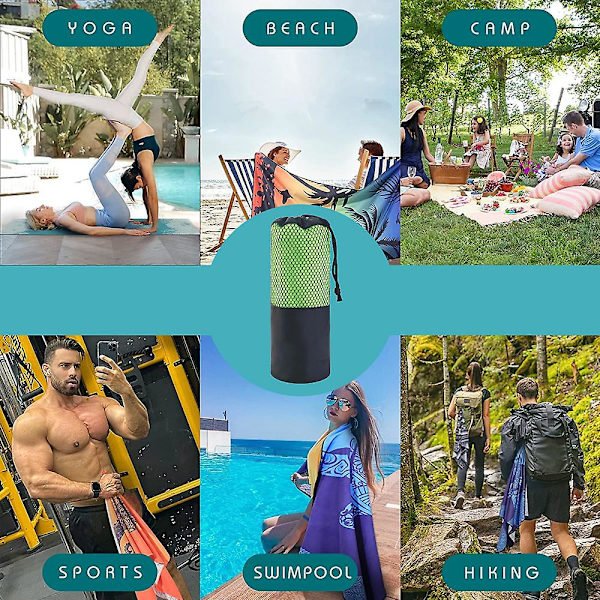 1 par dobbeltsidet fløjlsagtigt hurtigtørrende håndklæde, ultrafin fiber sportshåndklæde, absorberende bærbar yoga fitness håndklæde Light green